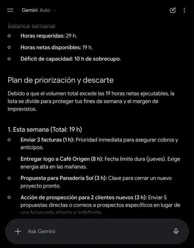 Gemini prioriza la semana y mueve lo que no cabe
